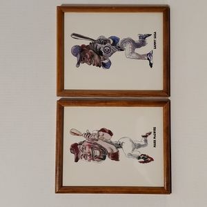 Nostalgic 90s Baseball Sammy Sosa and Mark McGwire Caricatures Framed Pictures